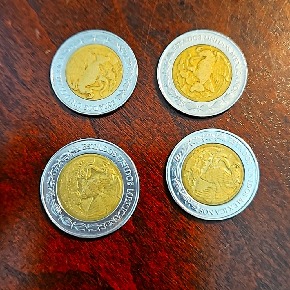 Mexico 1 & 2 Pesos | Anillo de los Días | Aztec calendar Coins